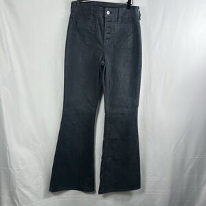 American Eagle Button Fly Super High Rise Flare Corduroy Navy Women Size 4 Y2K